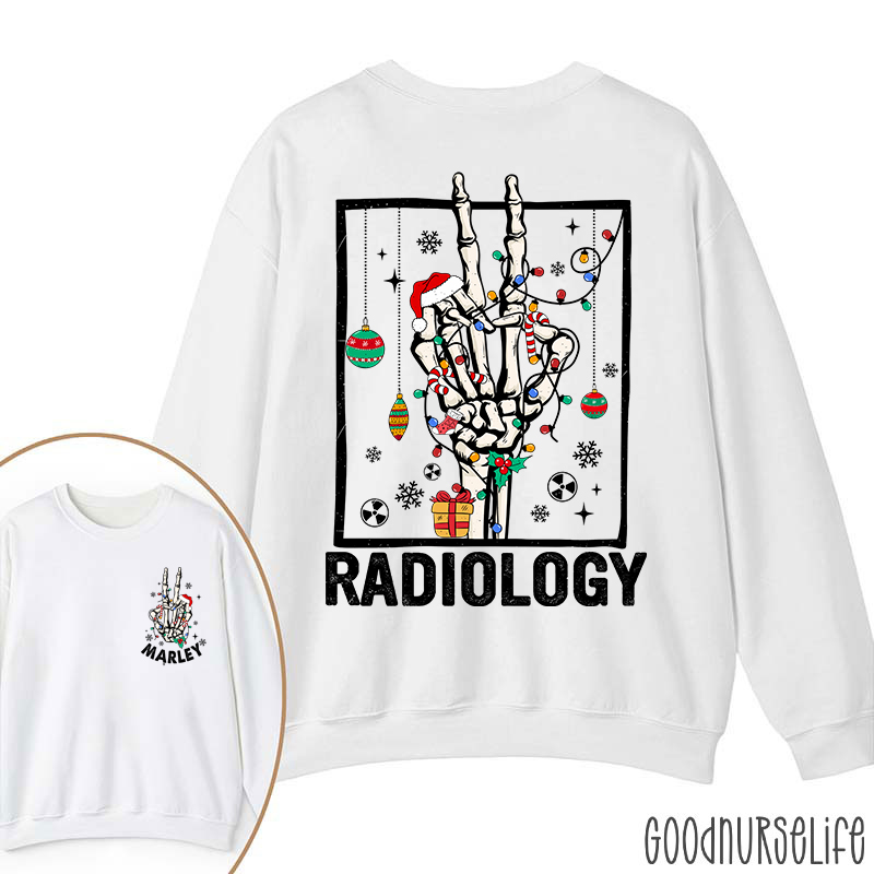 Personalized Name Radiology Skeleton Hand Two Sided Sweatshirt