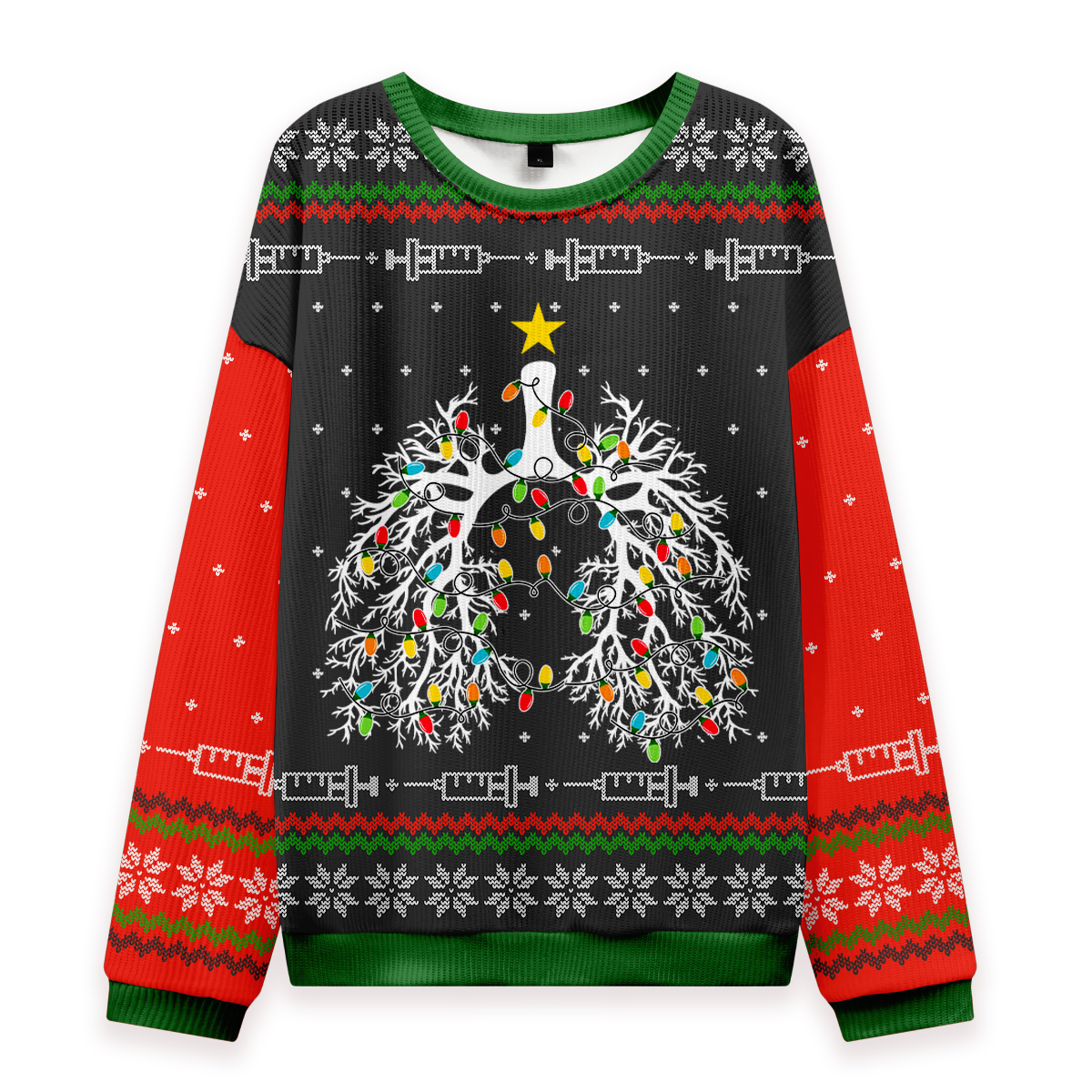 Respiratory Therapist Lung Christmas Nurse Ungly Knit Sweatshirt