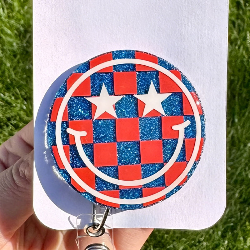 American Smile Face Badge Reel
