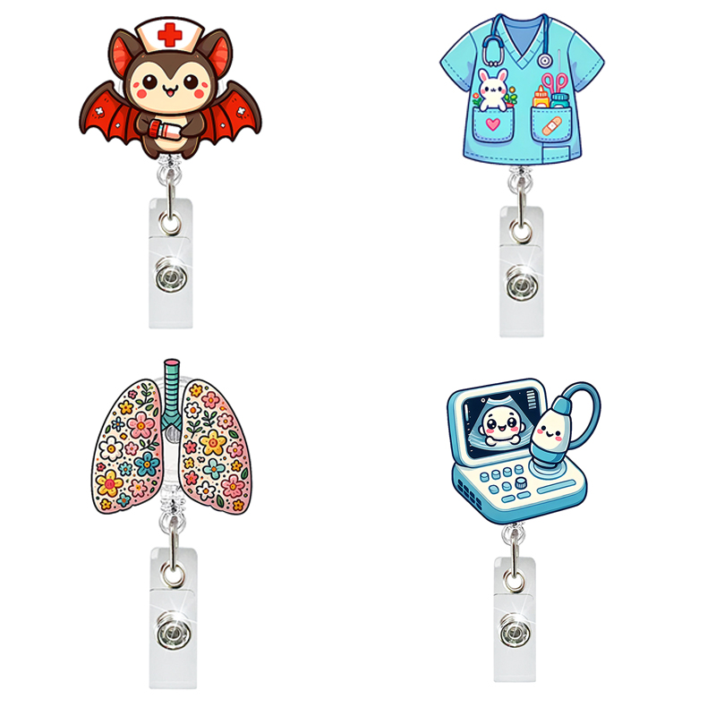 Acrylic Cartoon Medical Uniform Nurse Badge Reel