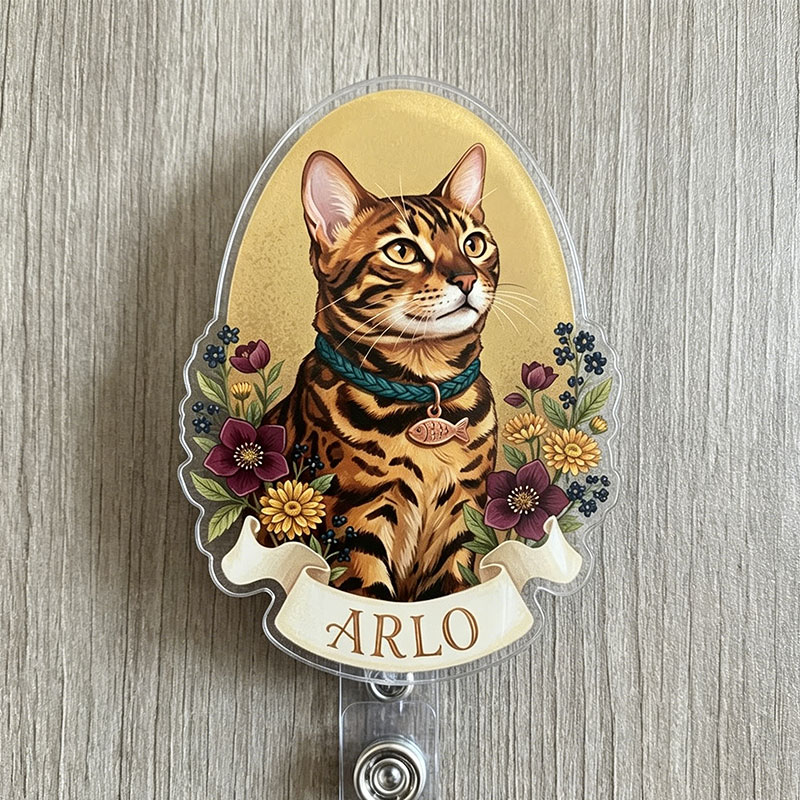 Personalized Cute Pet And Flower Badge Reel