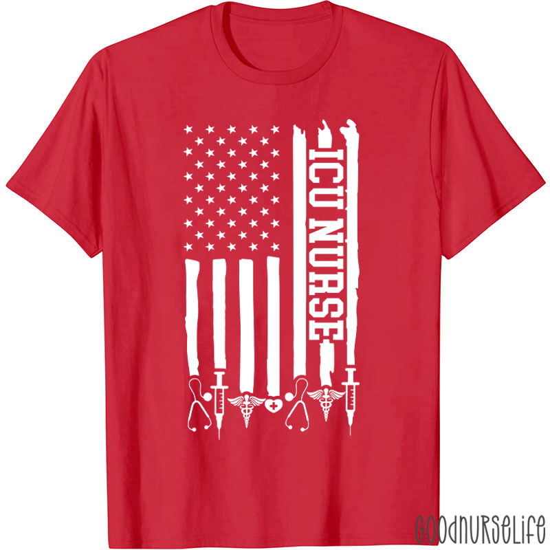 Personalized American Flag Department Nurse T-Shirt