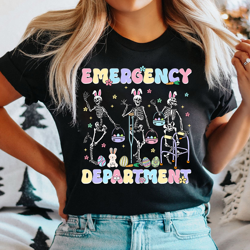 Easter Emergency Department Skeleton Nurse T-Shirt