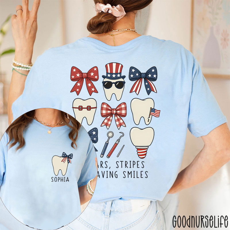 Personalized Stars Stripes & Saving Smiles Two Sided T-Shirt