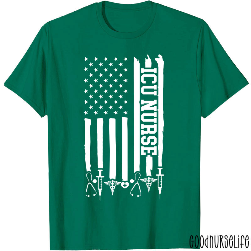 Personalized American Flag Department Nurse T-Shirt