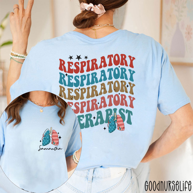 Personalized 4th July Respiratory Therapist Two Sided T-Shirt