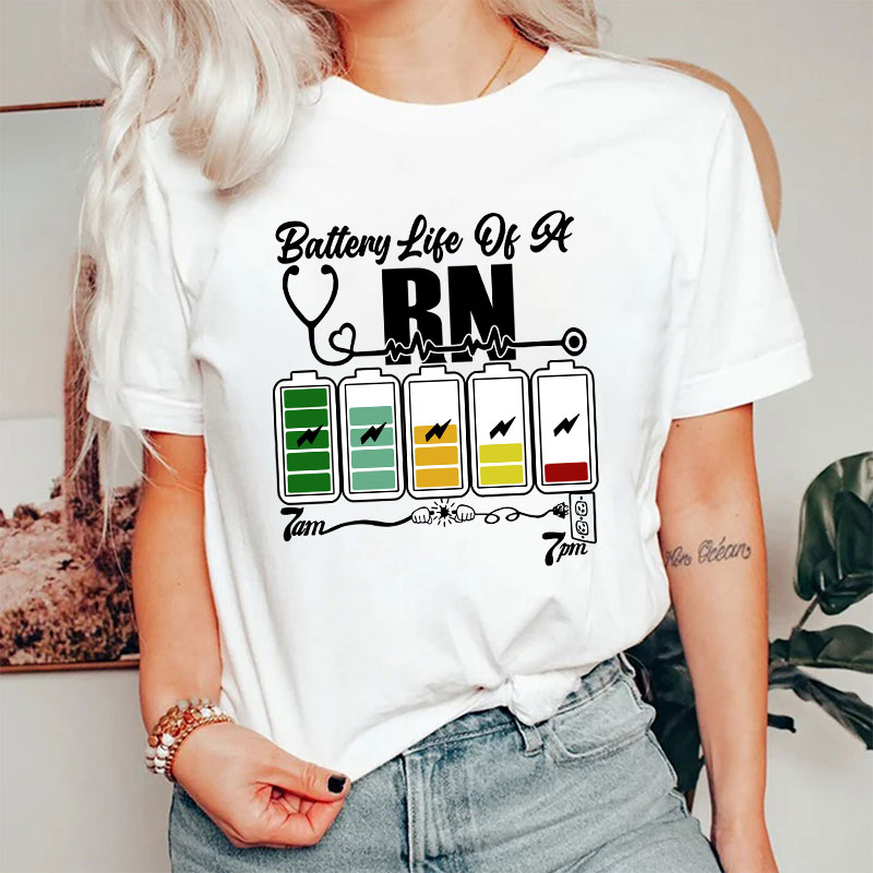 Personalized Battery Life Of A Nurse T-Shirt