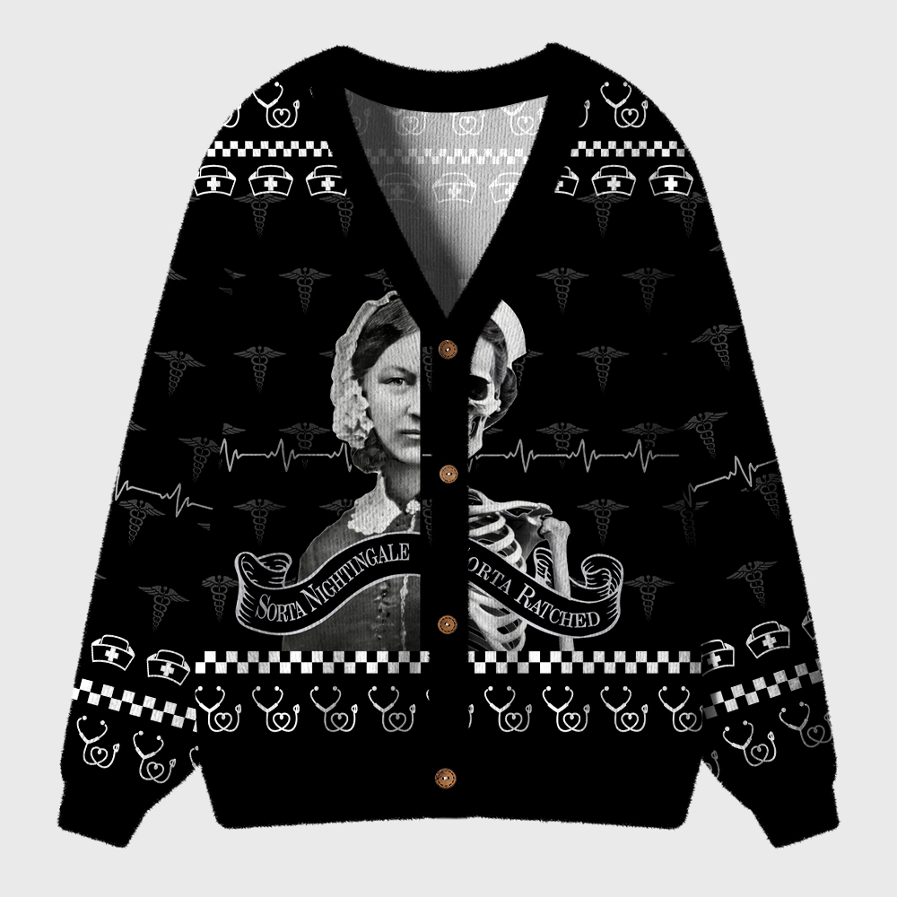 Sorta Nightingale Sorta Ratched Nurse Ugly Cardigan Sweaters