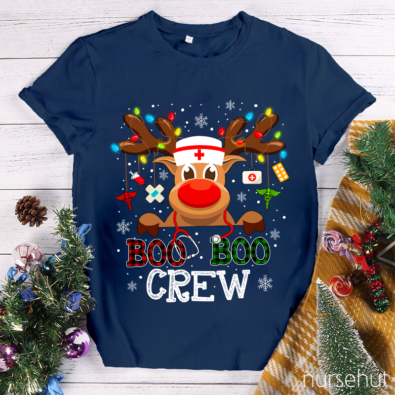 Christmas Reindeer Boo Boo Crew Nurse T-Shirt