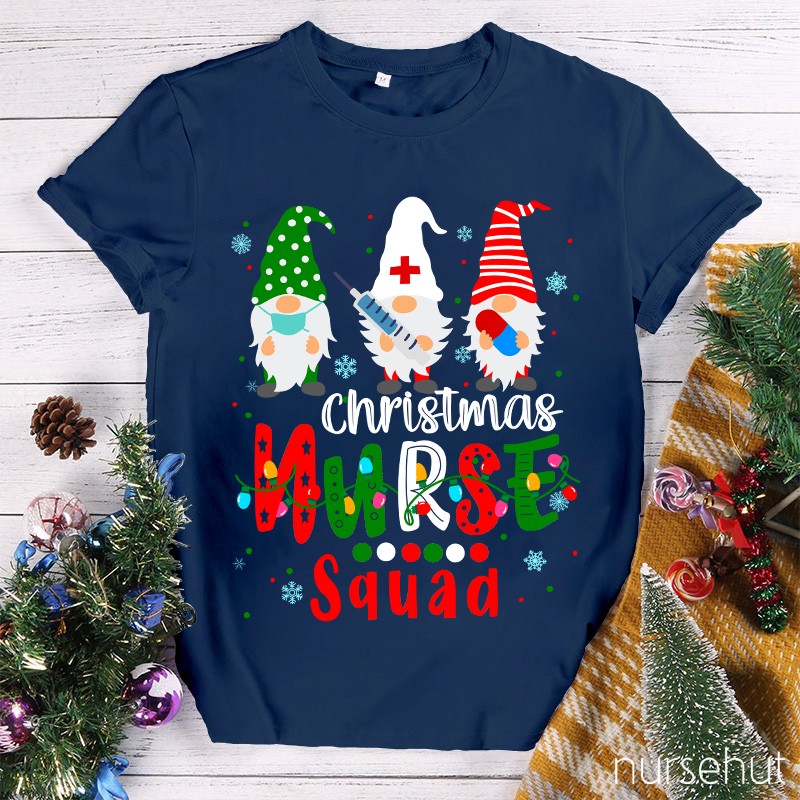 Christmas Gnome Nurse Squad Nurse T-Shirt