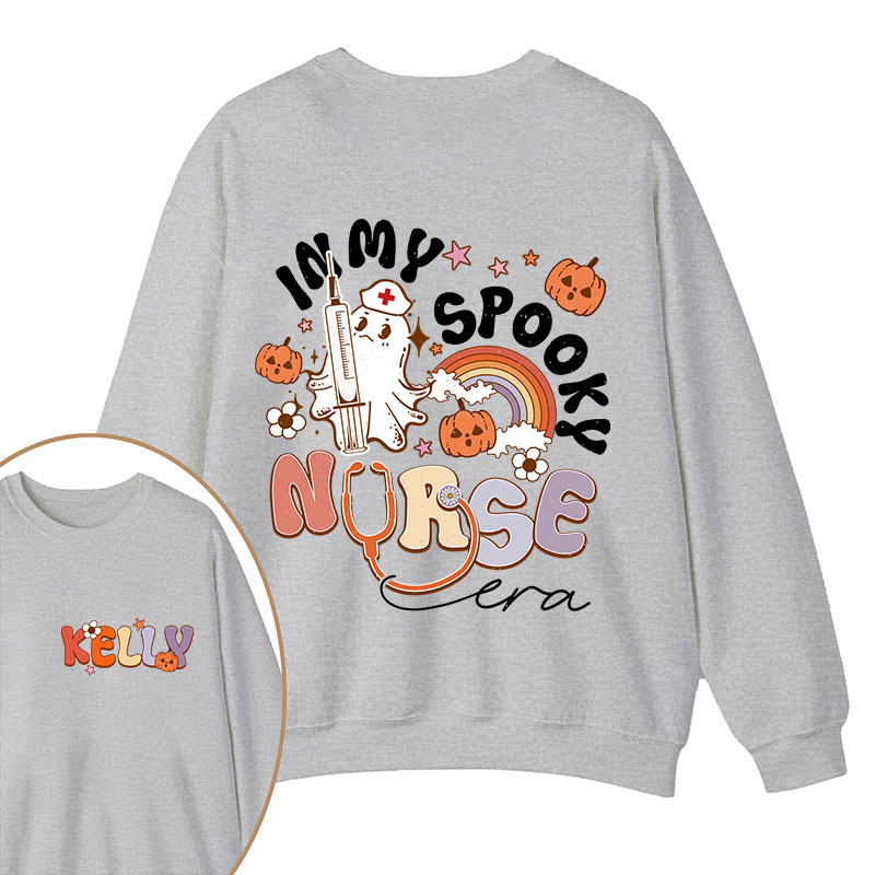 Personalized Name In My Spooky Nurse Era Nurse Two Sided Sweatshirt
