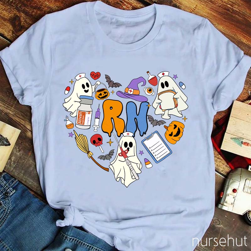 Personalized Pumpkin Soul Skeleton Halloween Nurse T-Shirt