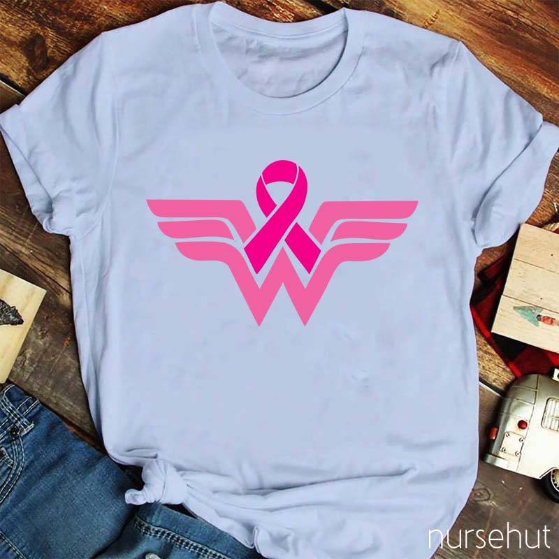 Wonder Woman Breast Cancer Awareness Nurse T-Shirt