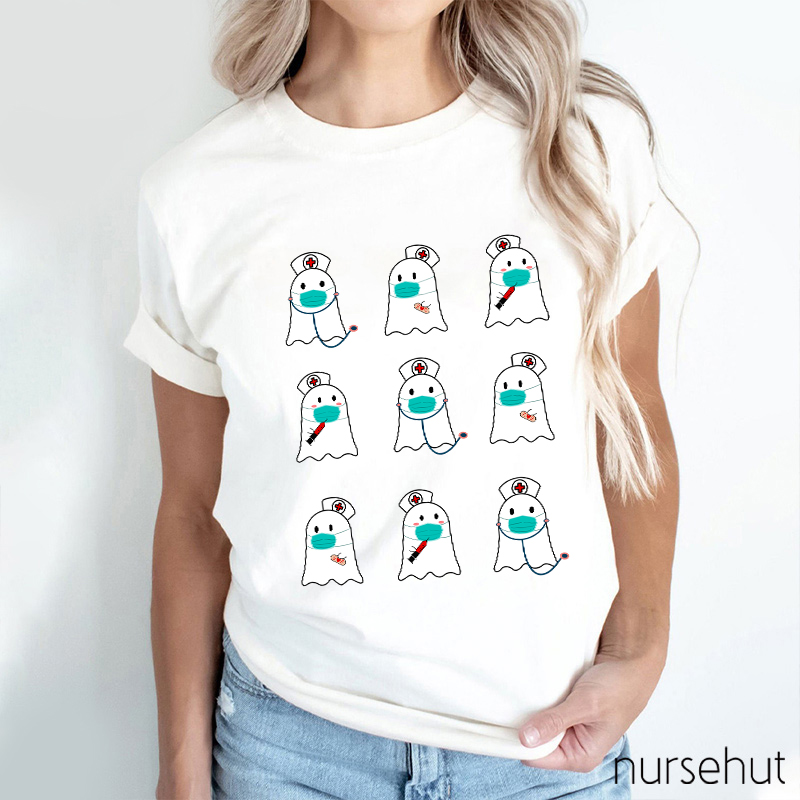 Cute Halloween Ghosts Nurse T-Shirt