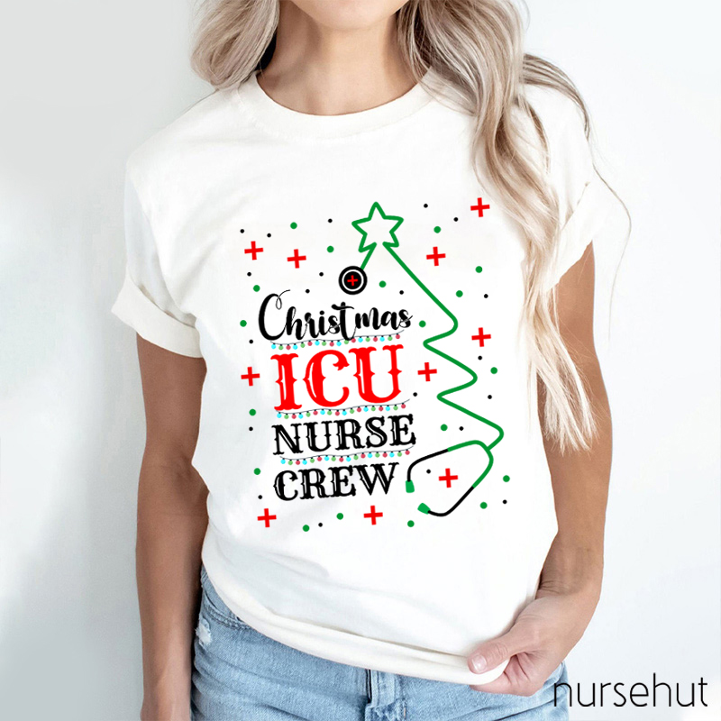 Personalized Christmas ICU Nurse Crew T-Shirt