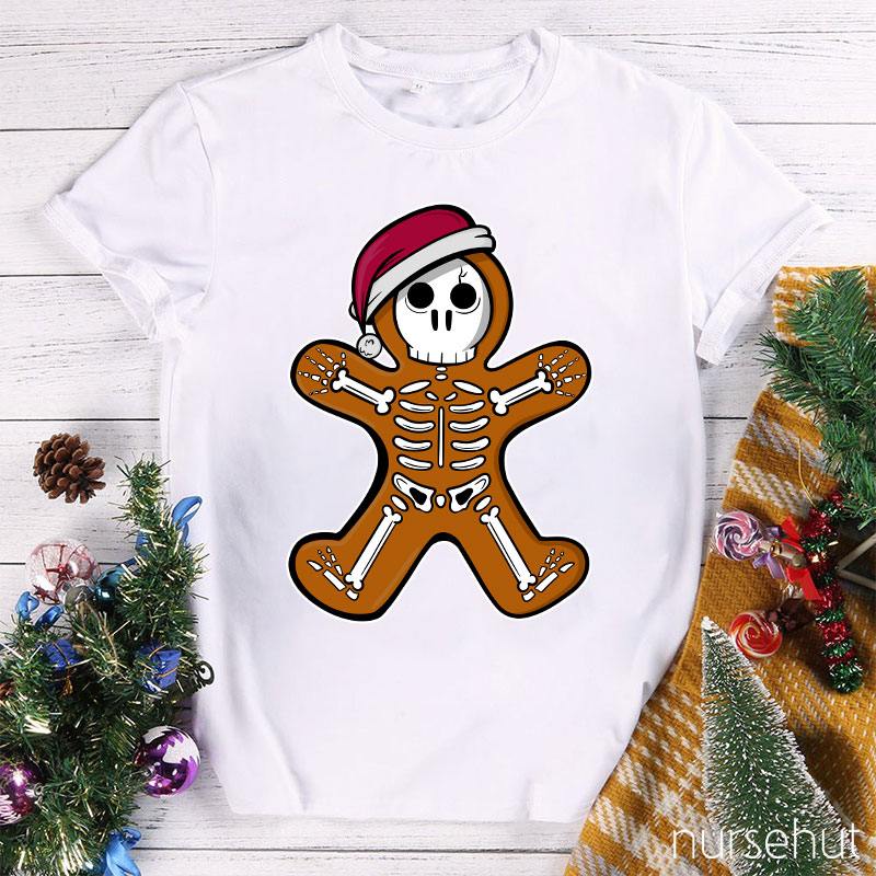 A Skeleton In A Santa Hat Nurse T-Shirt