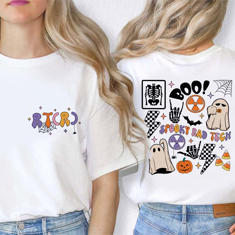 Boo Spooky Rad Tech Nurse Two Sided T-Shirt