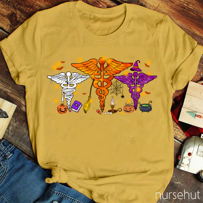 Halloween Rod Of Asclepius Nurse T-Shirt