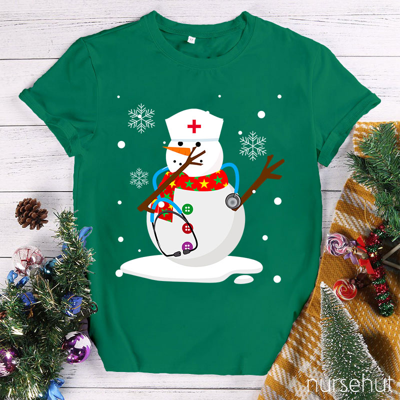 Christmas Snowman Nurse T-Shirt