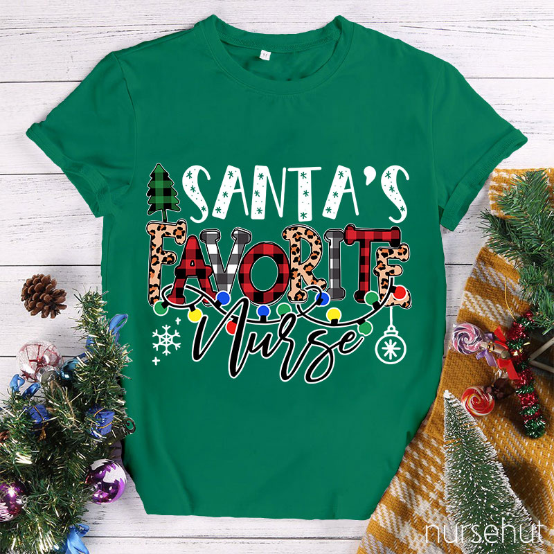 HO HO HO Santa's Favorite Nurse T-Shirt
