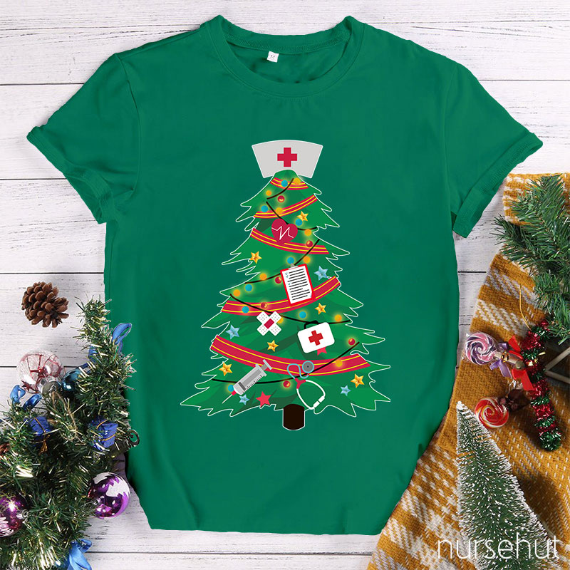 Christmas Tree With Nurse Hat Nurse T-Shirt
