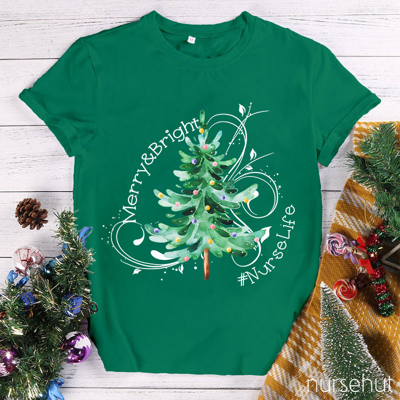 Merry And Bright Nurse T-Shirt