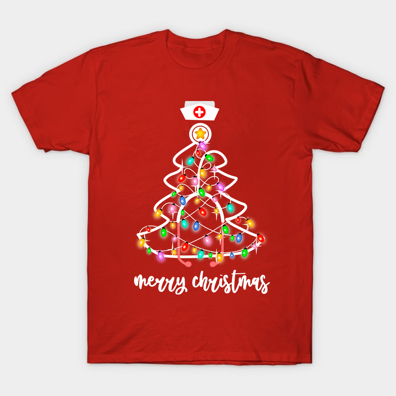 Christmas Lights Merry Christmas Nurse T-Shirt