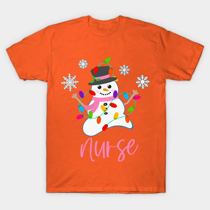 Snowman Playing With Lanterns Nurse T-Shirt