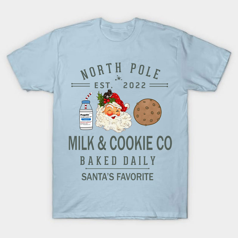 Milk And Cookie Co Santa's Favorite Nurse T-Shirt