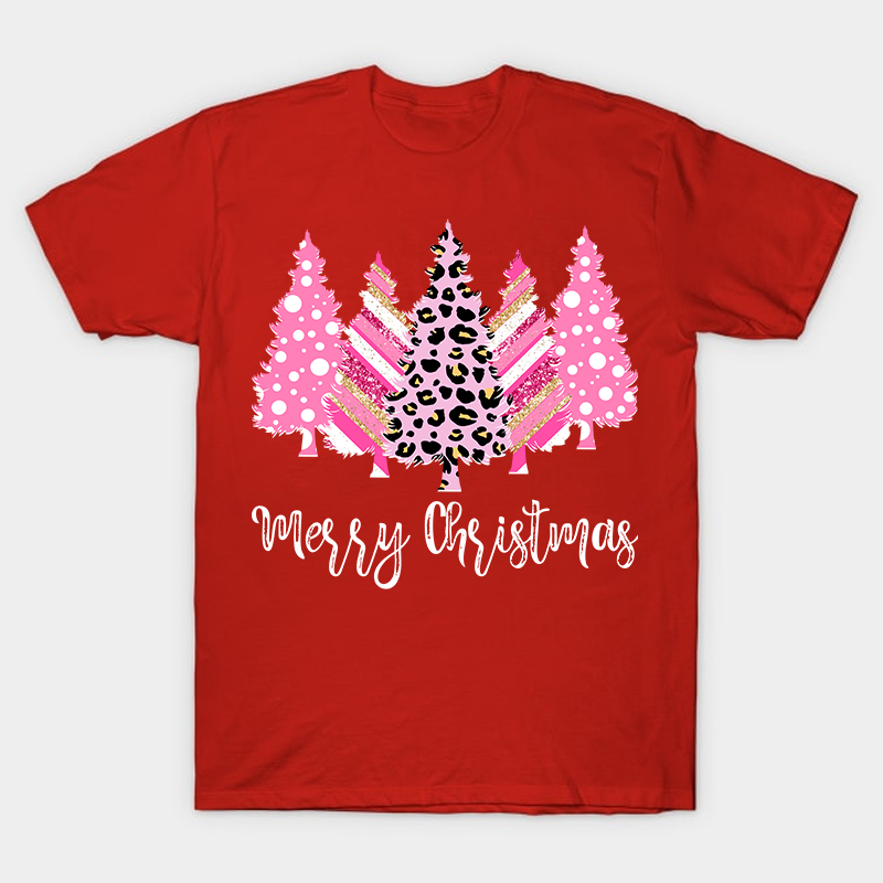 Merry Christmas Pink Christmas Trees Nurse T-Shirt