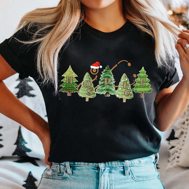 Hospice Christmas Tree Nurse T-Shirt