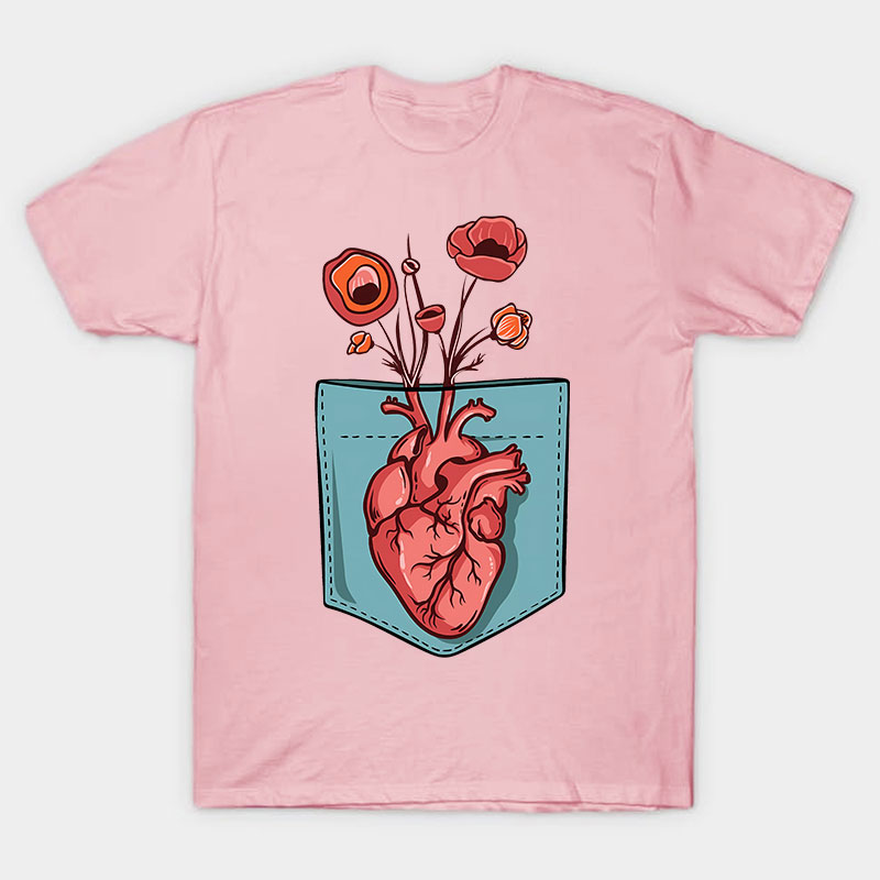 Cardiac Heart Flower Nurse T-Shirt
