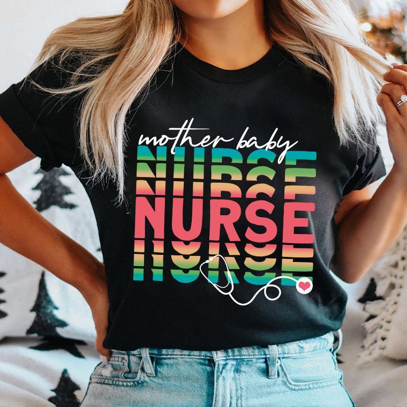 Mother Baby Stethoscope Nurse T-Shirt