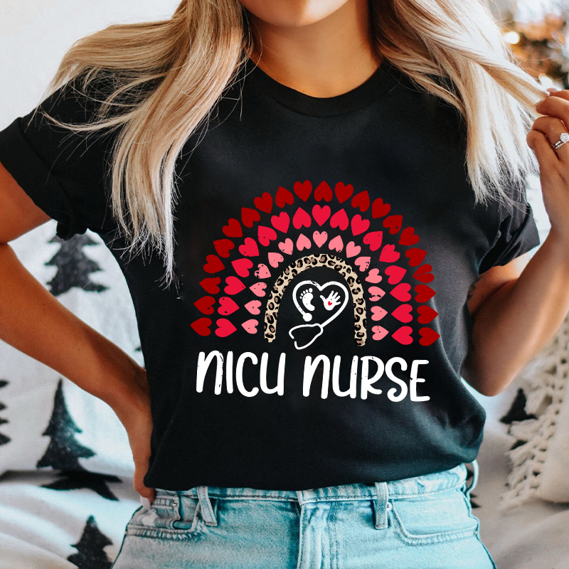 Heart Rainbow Nicu Nurse T-Shirt