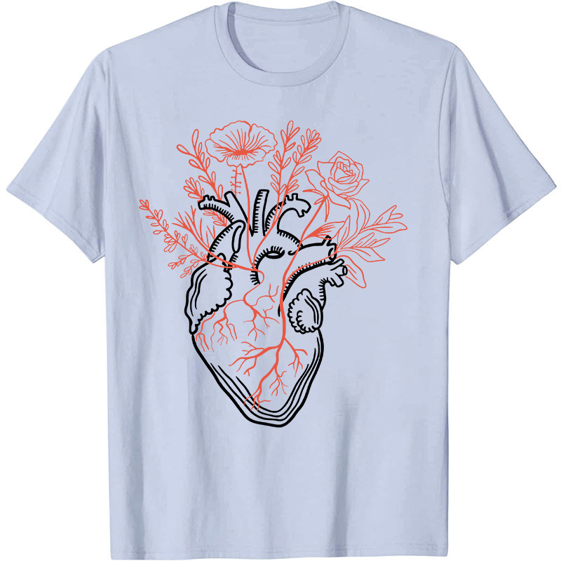 The Heart Is Full Of Flowers Nurse T-Shirt