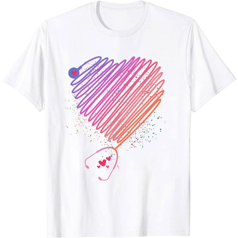 Colorful Love Stethoscope Nurse T-Shirt