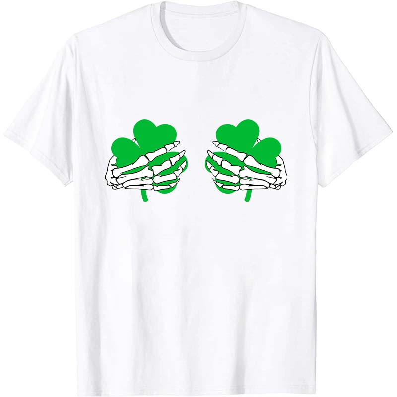 Shamrock Hand Skeleton Nurse T-Shirt