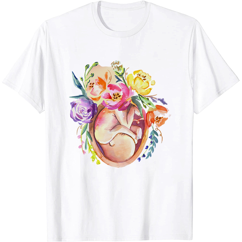 Floral Fetus Nurse T-Shirt