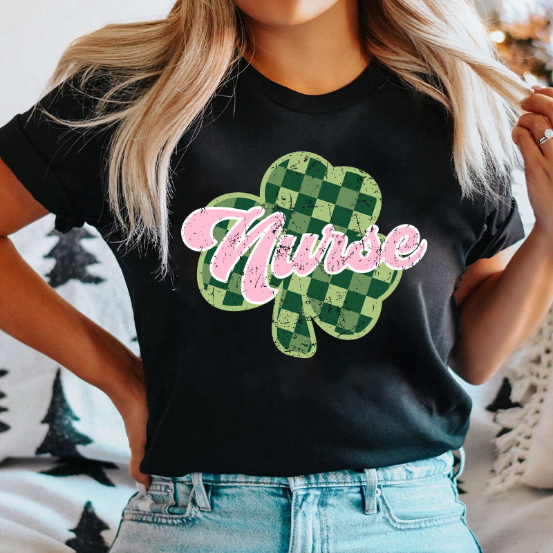 Pink Shamrock Nurse T-Shirt