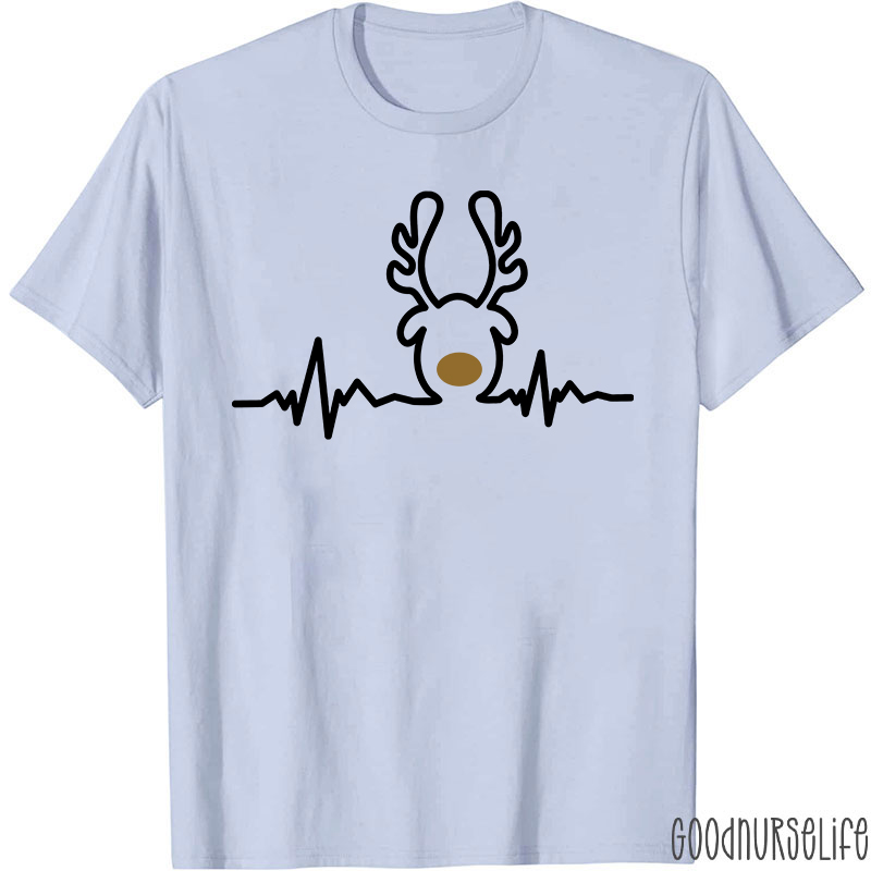 Christmas Heartbeat Reindeer Nurse T-Shirt