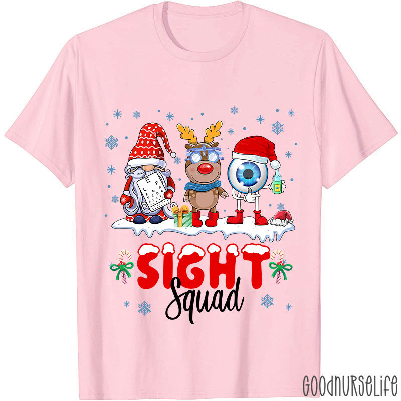 Christmas Sight Squad Gnome Reindeer Eyeball Nurse T-Shirt