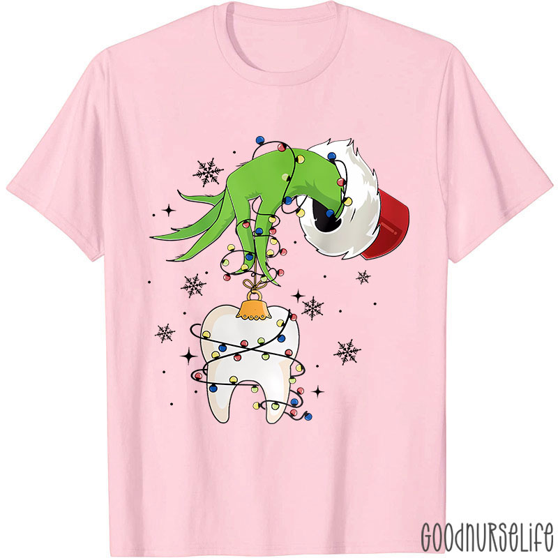 Funny Christmas Lights Tooth Nurse T-shirt
