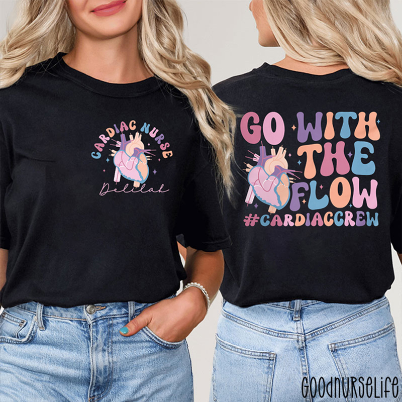 Personalized Name Cardiac Crew Nurse Two Sided T-Shirt