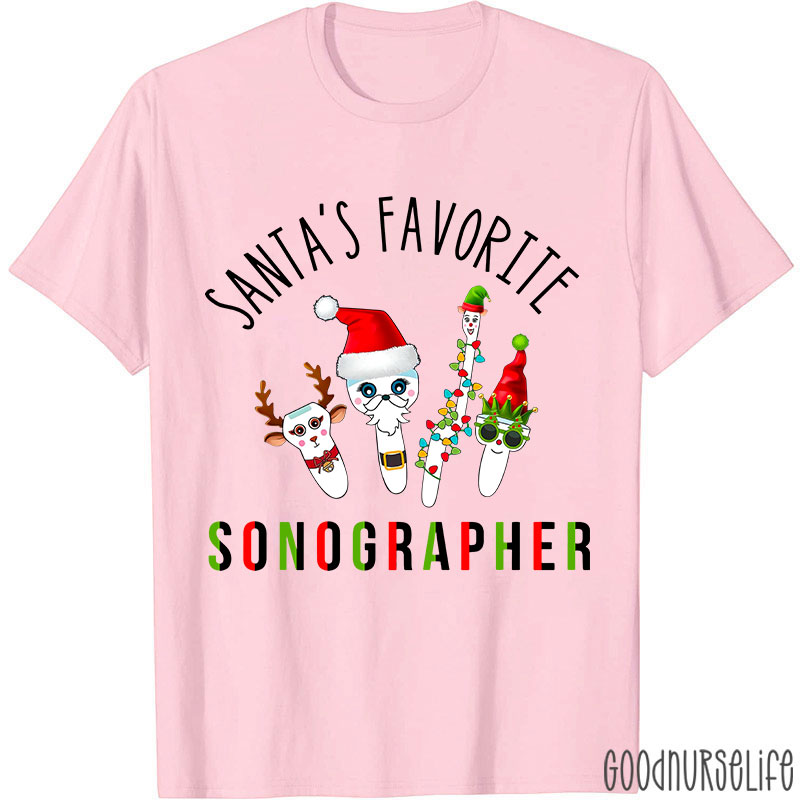 Santa's Favorite Sonographer Nurse T-shirt