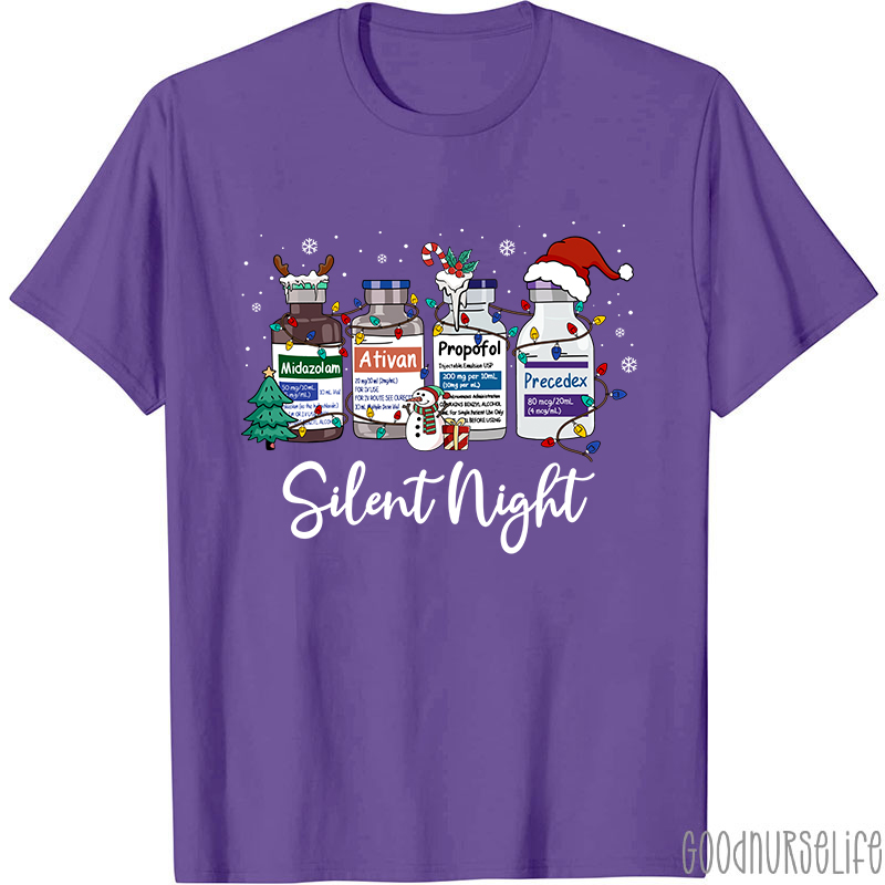 Silent Night Funny Medical Christmas Nurse T-shirt