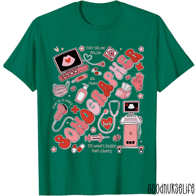 Valentine's Day Sonographer Ultrasound Tech Nurse T-Shirt