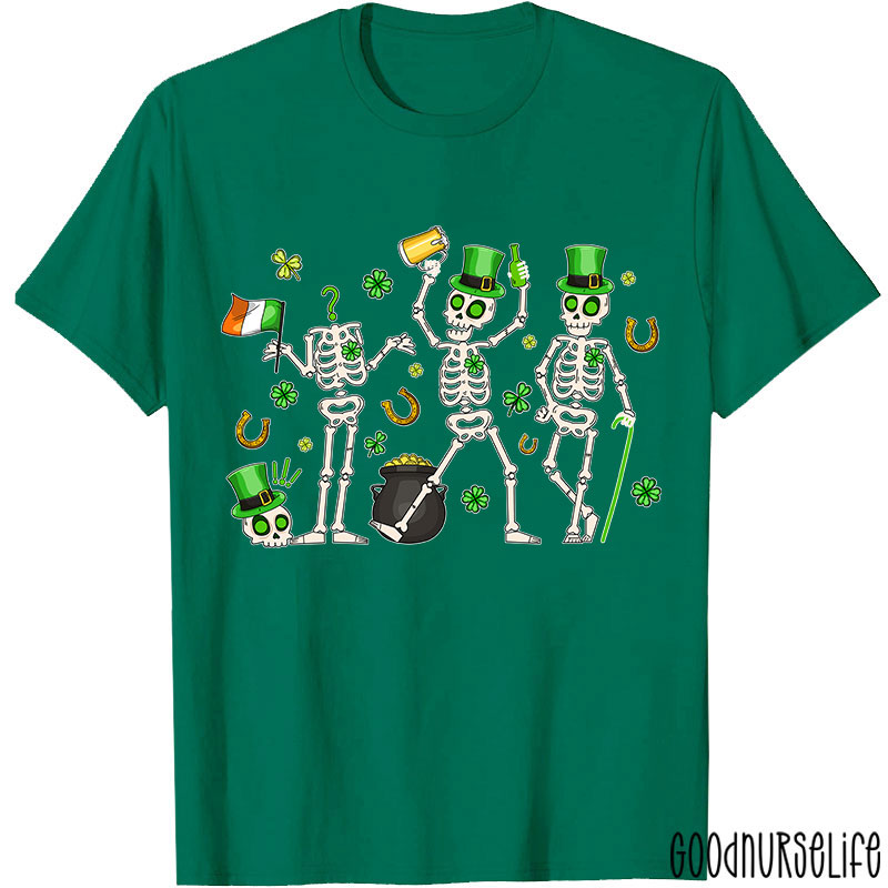 Lucky Skeleton Leprechauns Nurse T-Shirt