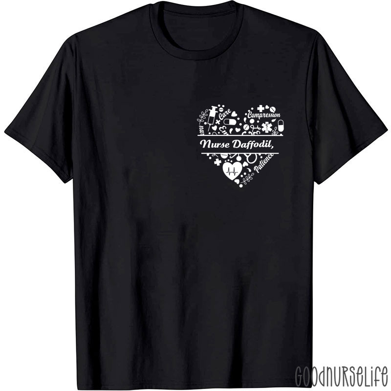 Personalized Name And Department Heart Gift For Nurse T-Shirt