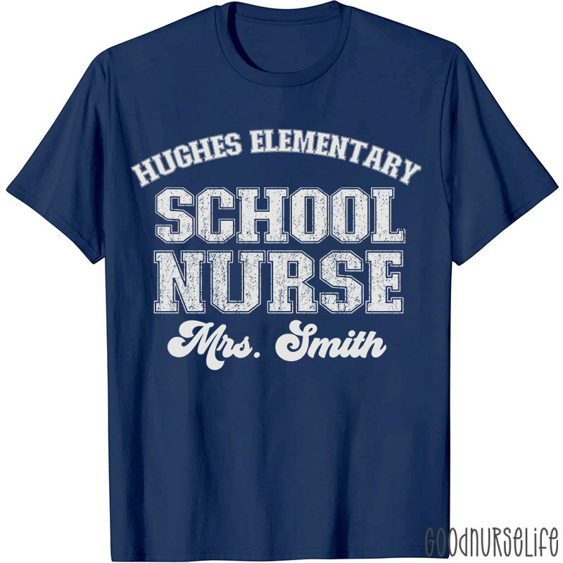 Personalized Retro Style School Nurse T-Shirt