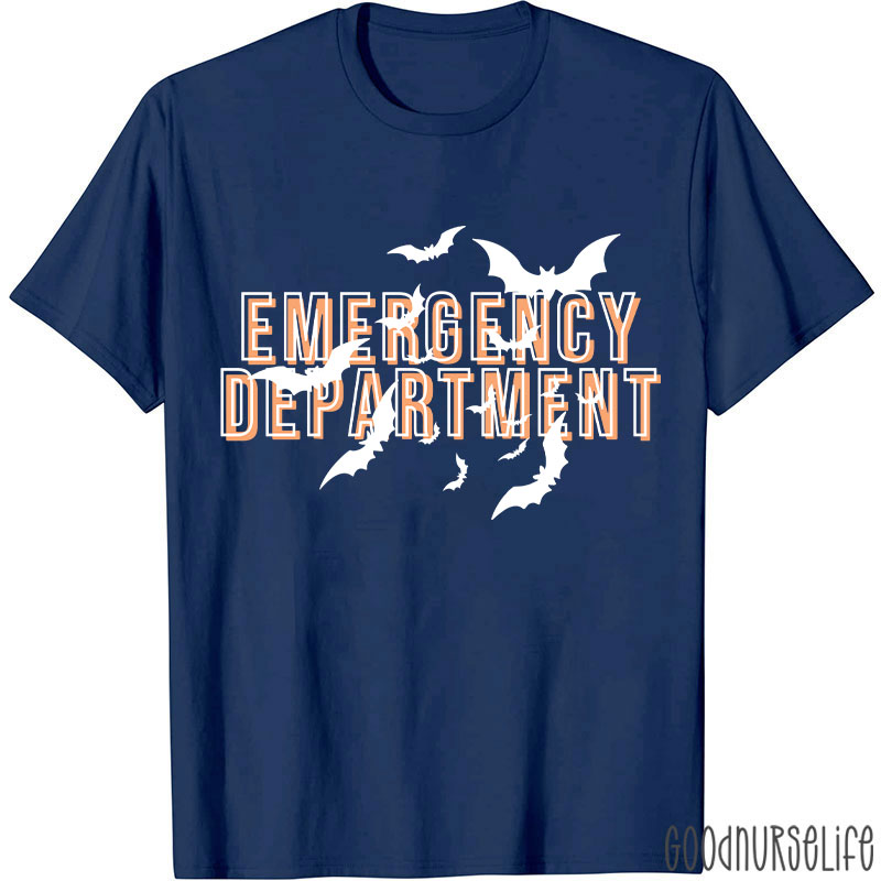 Halloween Bat Emergency Department Nurse T-Shirt